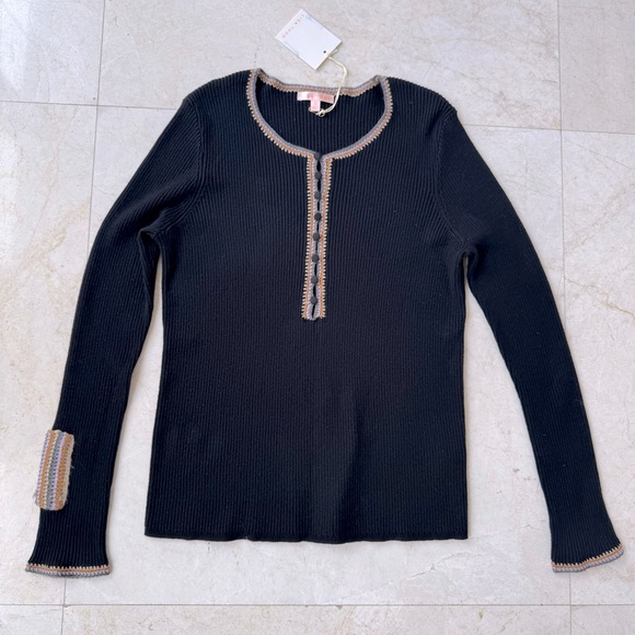 Lisa Todd Patch Match Henley top black size small - Picture 3 of 10